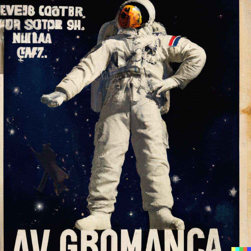 an astronaut, government information poster from World War 2